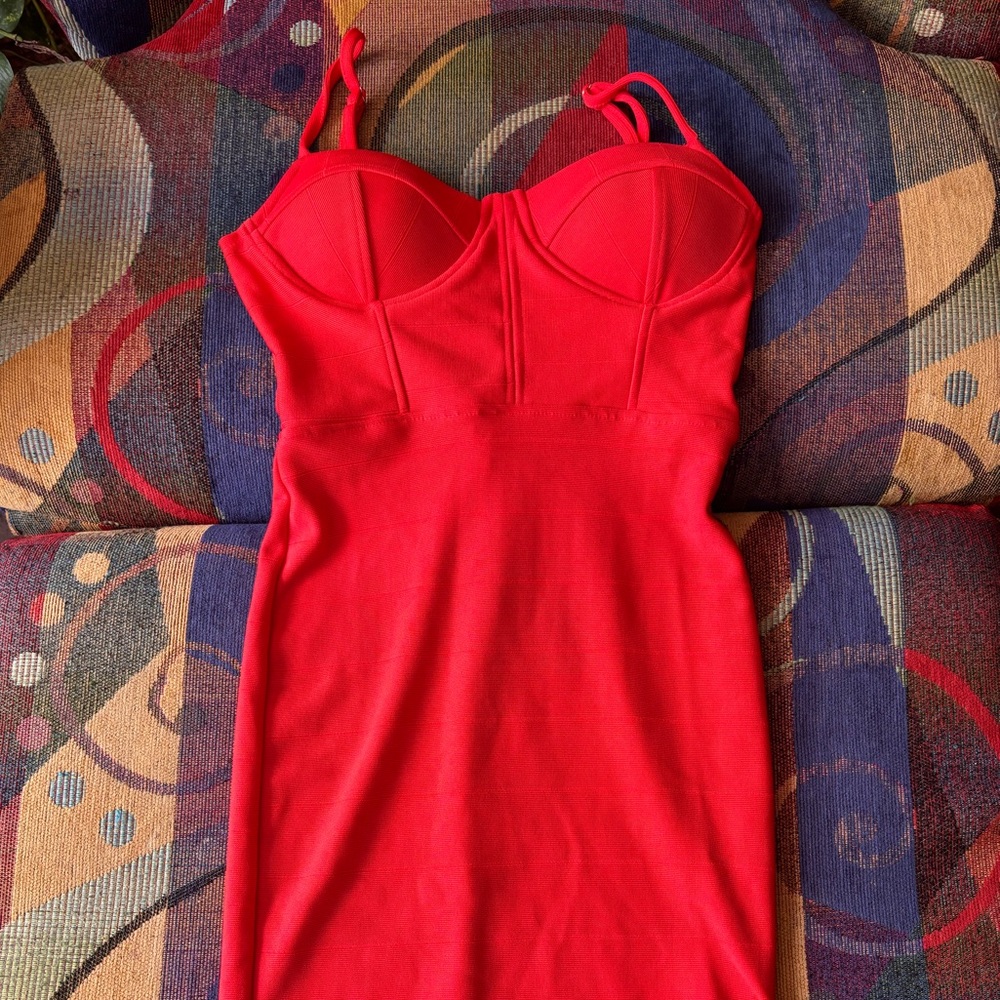Fashion Nova Red Bodycon Dress | Sexy & Form Fitting | Size: S
